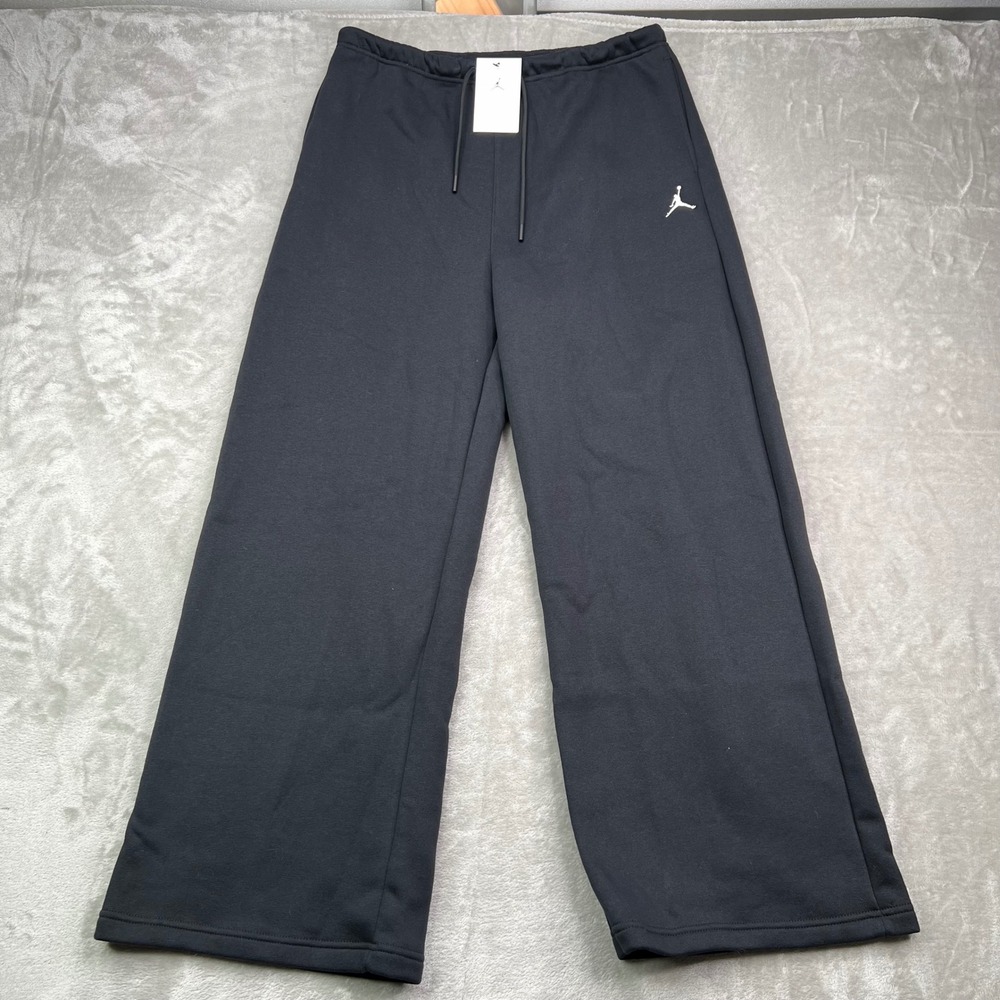 Jordan‎ Jumpman Loose Fit Pants Womens M Black Solid Fleece Wide Leg Sweatpants